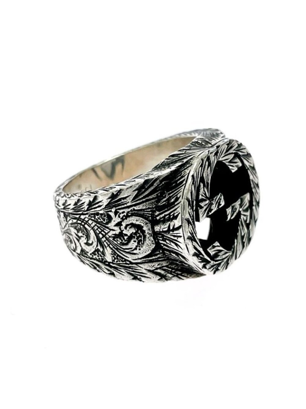 Gucci Silver Arabesque Interlocking Gring 925 Engraved Ring - Picture 2 of 8